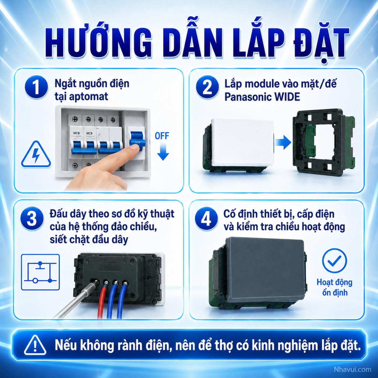 Công tắc E, đảo chiều Panasonic WIDE Series 250VAC – 16A